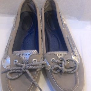 Silver Sperry Boat Shoes. Size 6.5